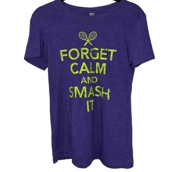 Forget Calm and Smash It tennis graphics Fitted T-Shirt - Picture 2 of 12